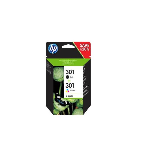 HP 301 valuepack sort og farve