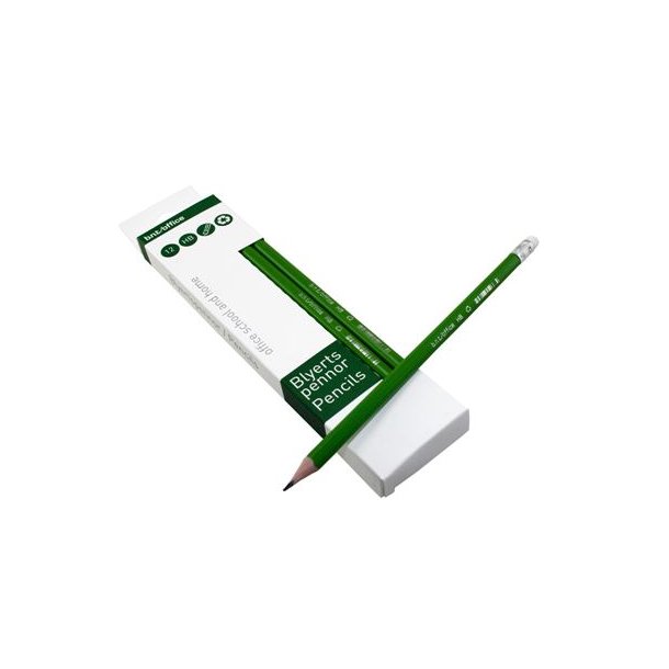 12 stk. Bnt/Office grnne blyanter ergonomisk HB med topviskelder