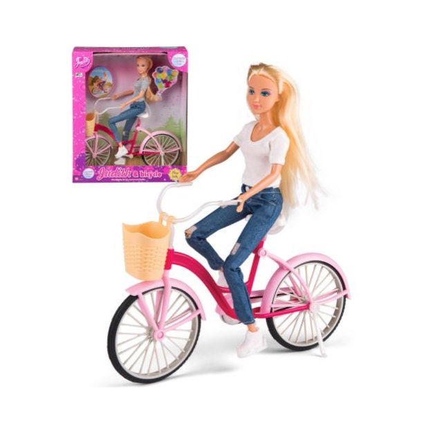 Judith med cykel og tilbehr 