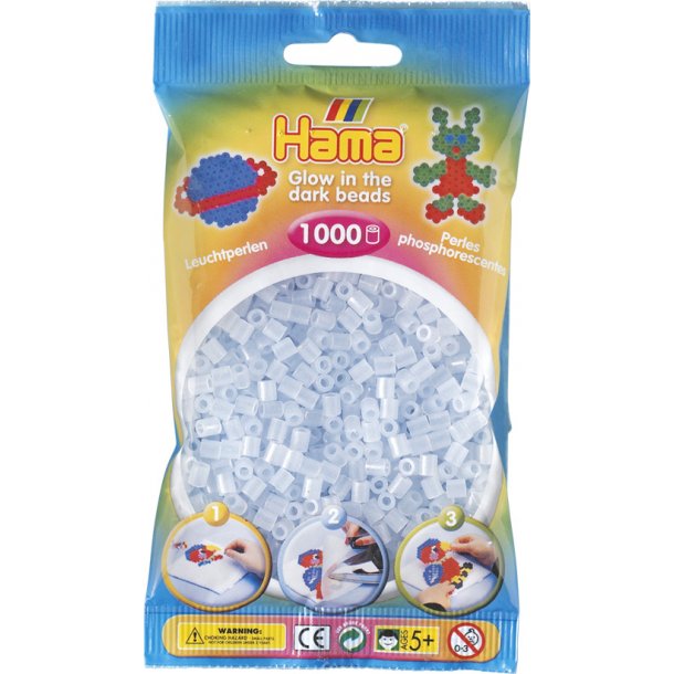 Hama perler Midi 1000 stk. 207-57 selvlysende bl (special perler)