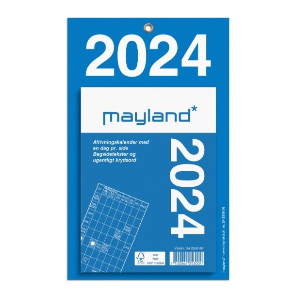 Mayland Kontorafrivningskalender m/bagsidetekst 2024