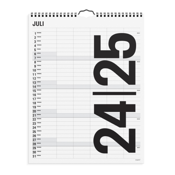 Mayland Studie Familiekalender Black and White 5 kol. 2024/2025
